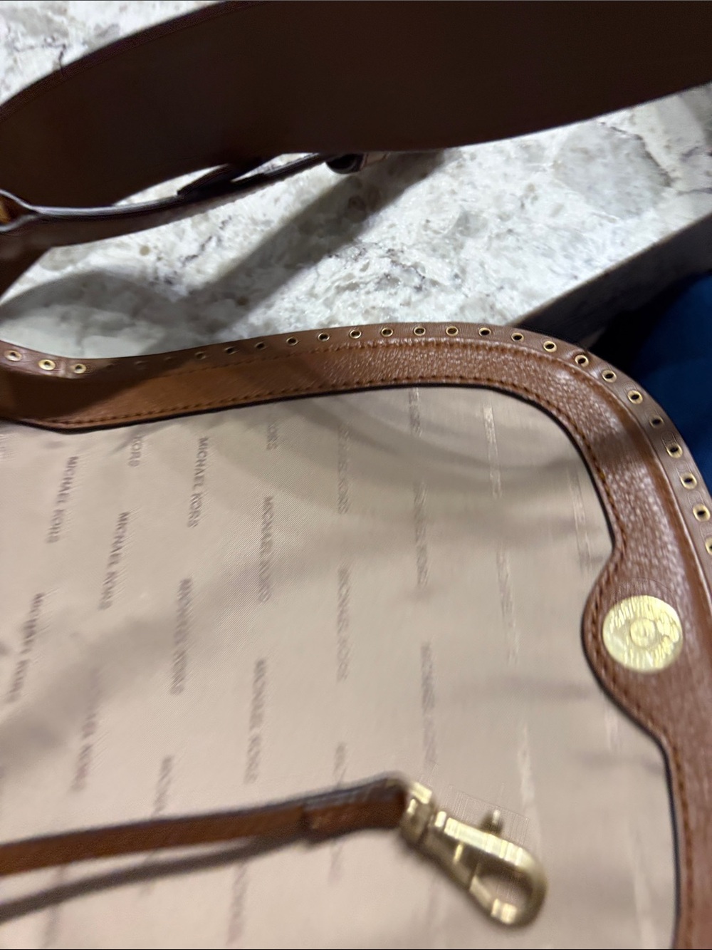 Michael Kors Tan & Brown Suede Leather Messenger Bag - Picture 4 of 8
